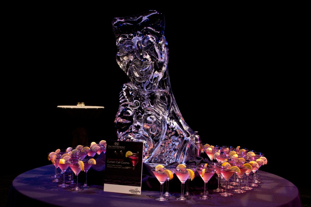 Ice sculpture with cocktails at the Weber Center for the Performing Arts
